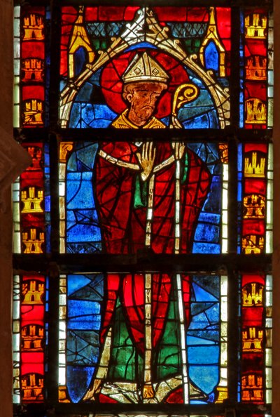 Window depicting a saint bishop by French School