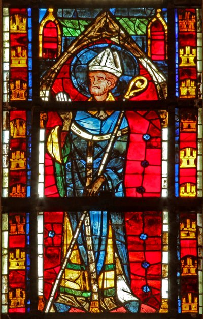Window depicting a saint bishop by French School