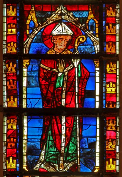 Window depicting a saint bishop by French School