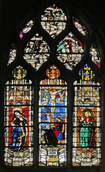 Window depicting the Crucifixion with the Virgin Mary and St John by French School