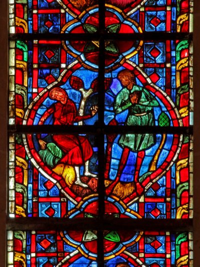 Window depicting Adam weeps? by French School