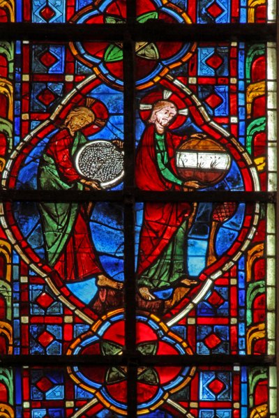 Window depicting God creates the world by French School