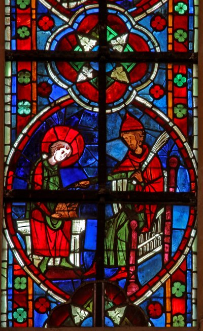 Window depicting St Nicholas goes to school by French School
