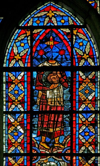Window depicting St Savinien Carries His Head by French School