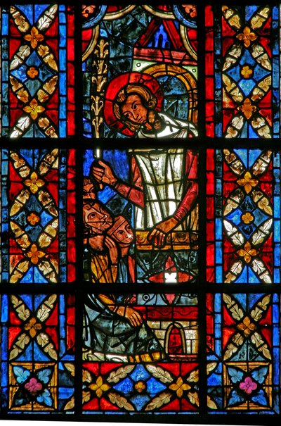 Window depicting St Savinien Preaching and Carrying a Staff that Flowered After He Planted It by French School