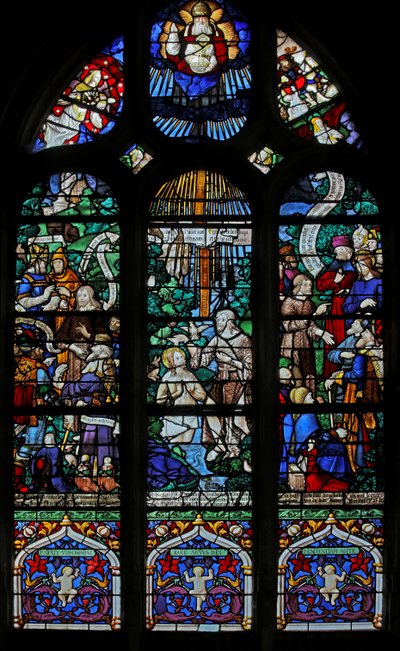 Window depicting St John the Baptist: Jordan Baptism, Preaching and Being Interrogated by French School