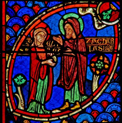 Window w20 depicting Zacharias and Elizabeth, the parents of St John the Baptist by French School