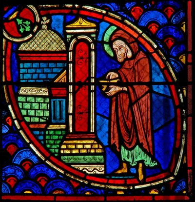 Window w20 depicting Zacharias, the father of St John the Baptist, in the Temple by French School