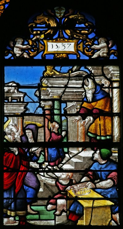 Window depicting a scene from the Life of the Virgin Mary: the Presentation in the Temple by French School