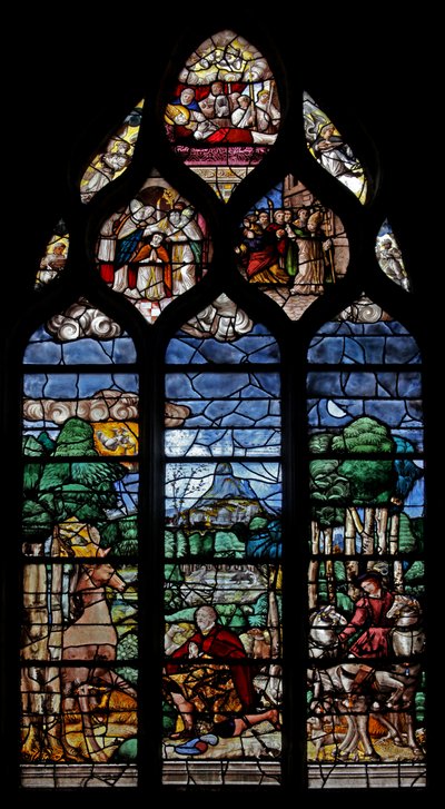 Window depicting the Conversion of St Hubert by French School