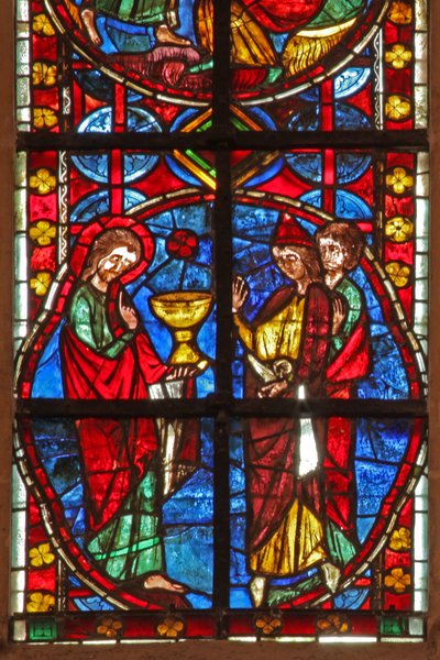 Window depicting St James with the magician Hermogenes and Philetus by French School