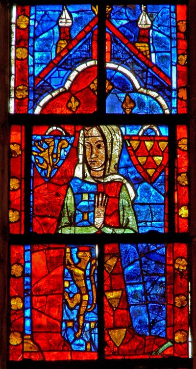 Window depicting a female donor - with arms of Chamaillart by French School