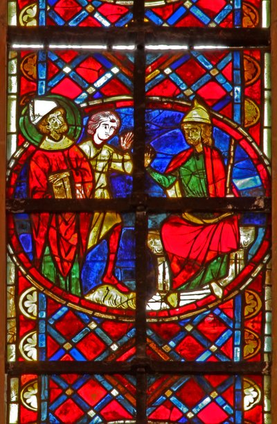 Window depicting St Denis before the proconsul by French School