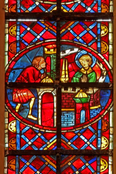 Window depicting St Vincent converts his jailer by French School