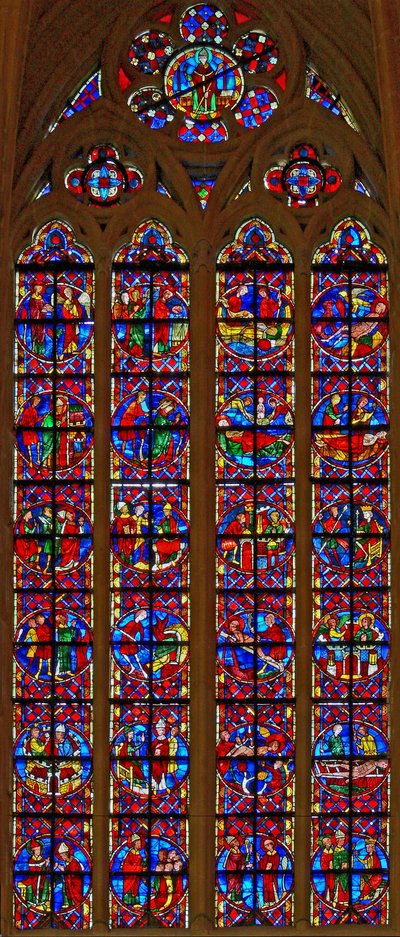 Window depicting St Denis and St Vincent by French School