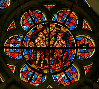 Window depicting Adam and Eve with the Fruit and the Tree by French School