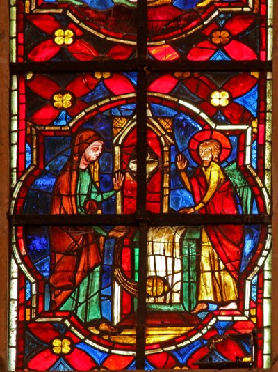 Window depicting Zacharias, the father of St John the Baptist, visited by an angel in the Temple by French School