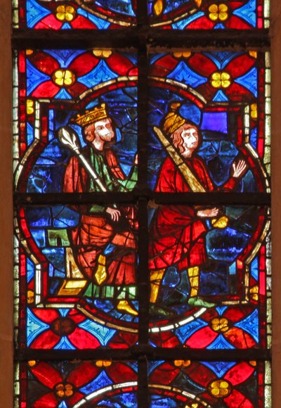 Window depicting a king and a soldier by French School