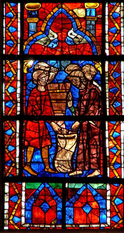Window depicting donors - bakers by French School