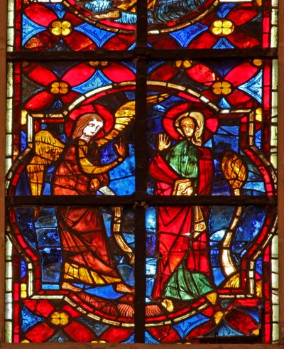 Window depicting the Annunciation of St John the Baptist to Zacharias in the temple by French School