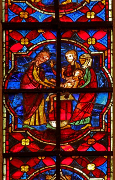 Window depicting the circumcision of St John the Baptist by French School