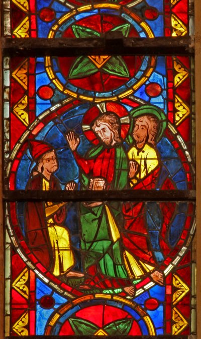 Window w213 depicting a scene from the life of St Thomas: Christ tells St Thomas to go to India by French School