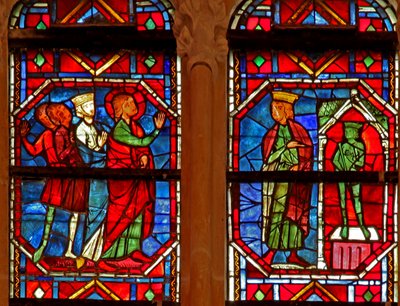Window w214 depicting St Eustache as Placidus chasing a deer by French School