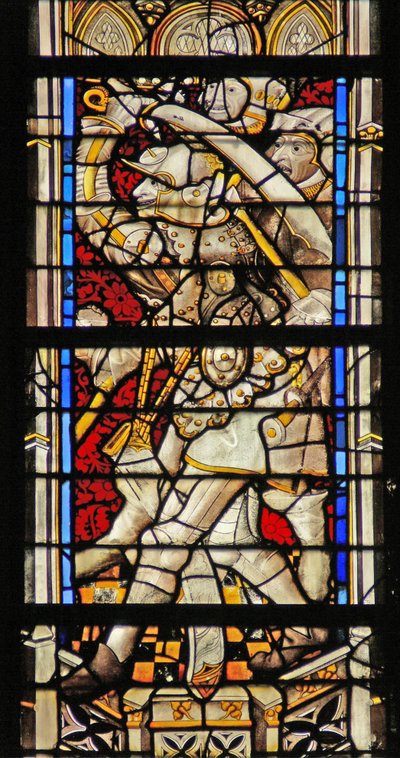 Window depicting knights slaying St Thomas Becket by French School