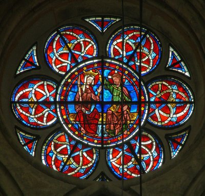 Window w216 depicting the Coronation of the Virgin by French School