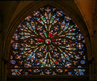 Window depicting the Tree of Jesse (rose window - internal) by French School