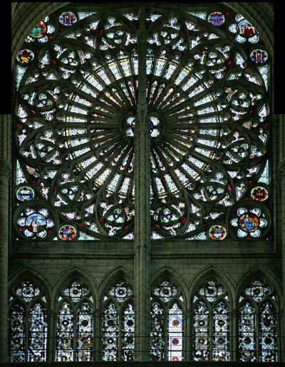 Window depicting the Evangelists and Grisaille (Rose Window - Internal) by French School