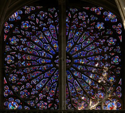 Window, the north rose window, depicting prophets, ancestors of Christ and Elders of the Apocalypse (rose window - internal) by French School