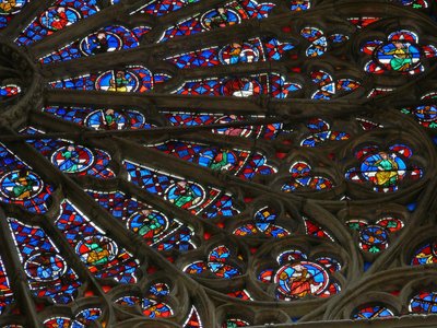 Window, the north rose window, depicting prophets, ancestors of Christ and Elders of the Apocalypse (rose window - internal) by French School