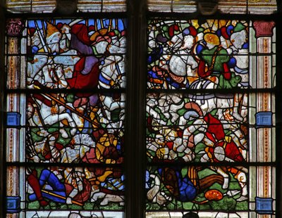Window depicting St James appears at the Battle of Clavijo by French School