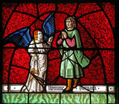 Window depicting Tobias and the angel Raphael by French School