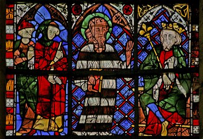 Window depicting St John the Baptist rebukes Herod by French School