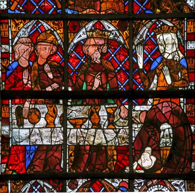 Window depicting scenes from the life of St John the Baptist; Salome dances for Herod by French School
