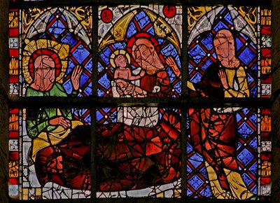 Window depicting the birth of St John the Baptist by French School