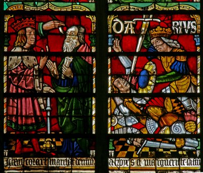 Daniel interprets the writing. Darius defeats Belshazzar by French School