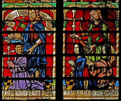 Donor - Jean Corart and wife with St John Baptist and St Catherine by French School