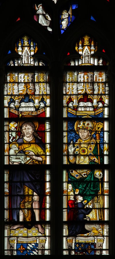 Window w237 depicting St John the Baptist and St Martin by French School