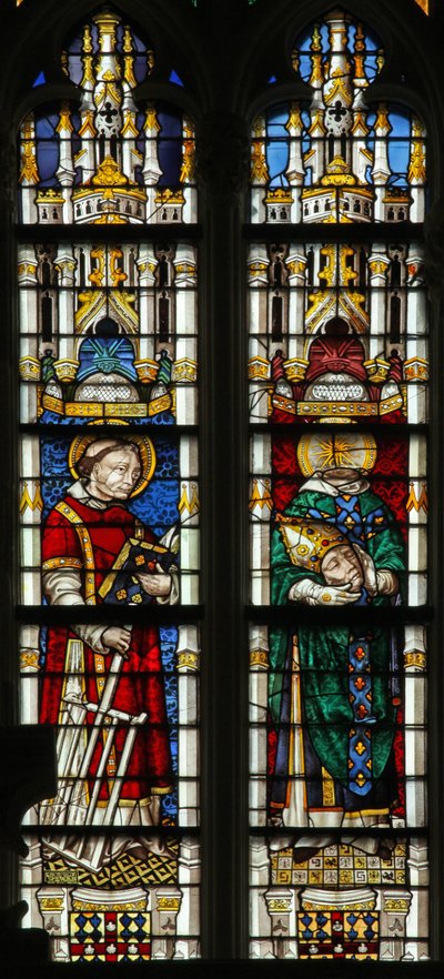 Window w237 depicting St Lawrence and St Denis by French School