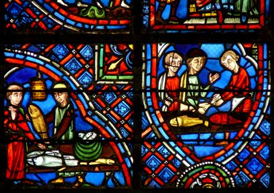 Window w23 depicting donors - the fishmongers by French School