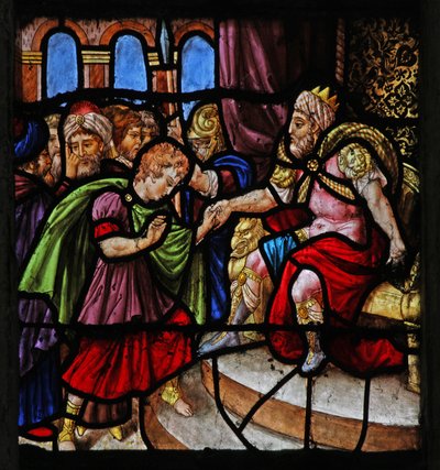 Window depicting a Scene from the Story of Joseph: Before the Pharaoh (Modern) by French School