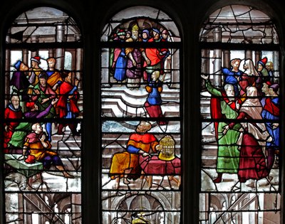 Window depicting the Virgin Mary is Received at the Temple by French School
