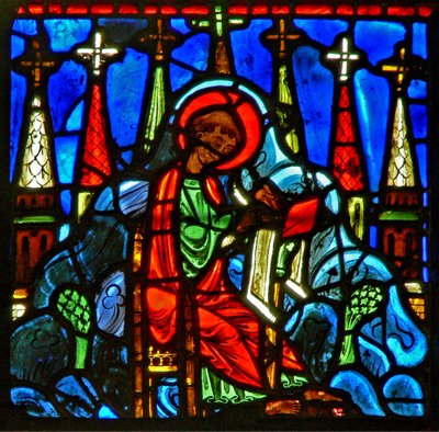 Window depicting St John on Patmos writing to the Seven Churches of Asia by French School
