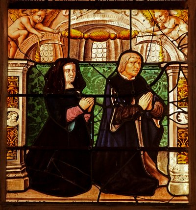 Window w29 depicting donors - Isabeau de Chantepinot and Alexandre Baulet? by French School