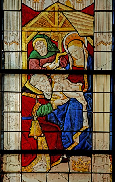 Window depicting the Adoration of a Magus by French School