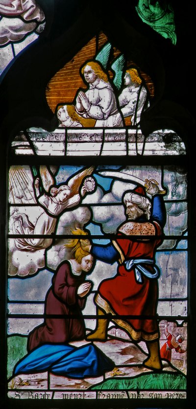 Window w29 depicting the decapitation of St Barbara by French School