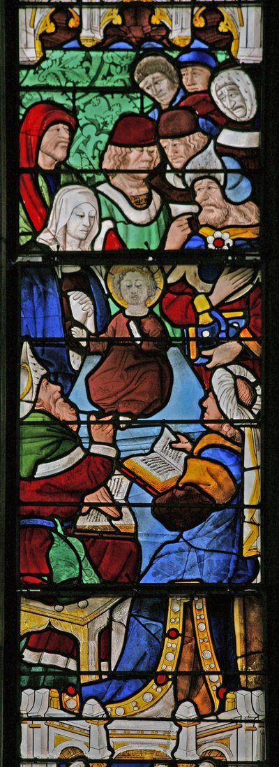 Window depicting Christ with the Doctors in the Temple by French School